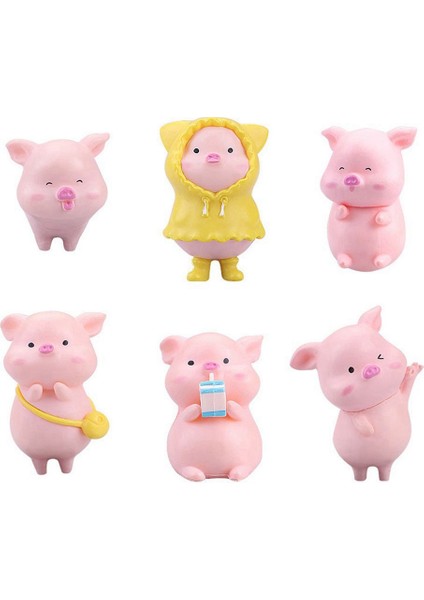 Adet Pembe Plastik Sevimli Domuz Dıy El Sanatları Reçine Domuz Kek Dekorasyon Peri Bahçe Dekorasyon Parti Süslemeleri (Yurt Dışından)