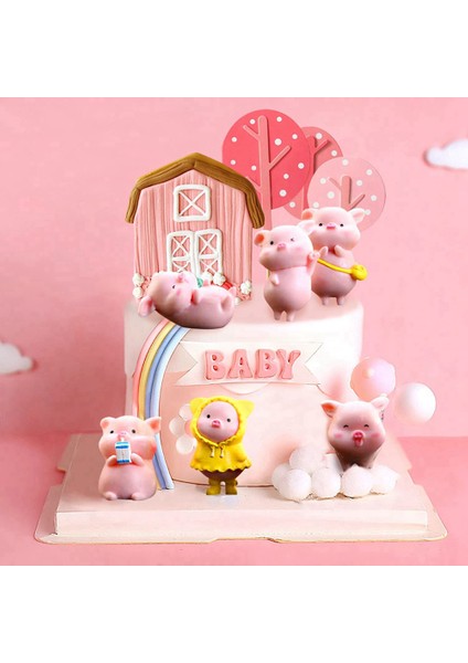 Adet Pembe Plastik Sevimli Domuz Dıy El Sanatları Reçine Domuz Kek Dekorasyon Peri Bahçe Dekorasyon Parti Süslemeleri (Yurt Dışından) modelleri