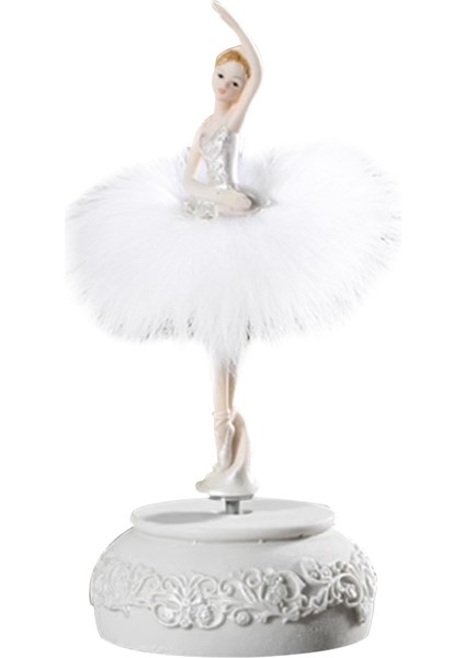 Tüy Etek Dönen Müzik Kutusu Figürü, Kızlar Için Manuel Kontrol Dans Eden Kız Müzik Kutusu, Beyaz (Yurt Dışından)