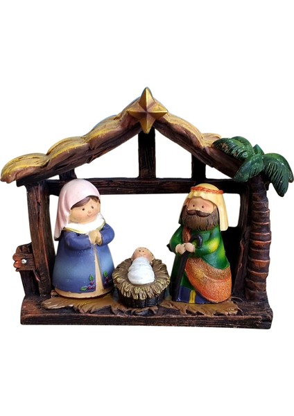 Noel Isa'nın Doğuşu Sahne Beşik Heykelcik Seti Kreş Kutsal Aile Heykelcik Heykeli Noel Masa Süslemeleri (Yurt Dışından)