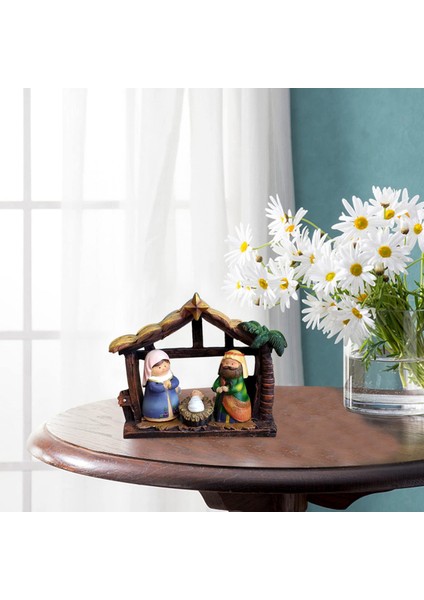 Noel Isa'nın Doğuşu Sahne Beşik Heykelcik Seti Kreş Kutsal Aile Heykelcik Heykeli Noel Masa Süslemeleri (Yurt Dışından) fırsatları