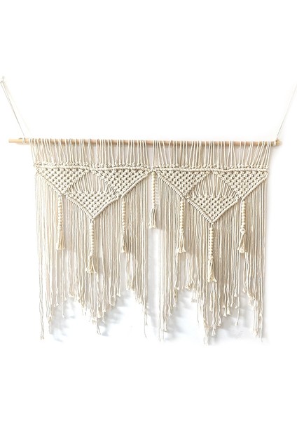 Makrome Duvar Asılı El Dokuma Bohem Pamuk Halat Boho Goblen Ev Dekor Kremsi-Beyaz (Yurt Dışından)