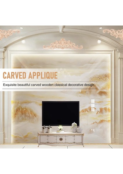 40X12 cm Nefis Klasik Kauçuk Ahşap Oyma Aplike Mobilya Doğal Çıkartması Ahşap Rengi (Yurt Dışından) fırsatları