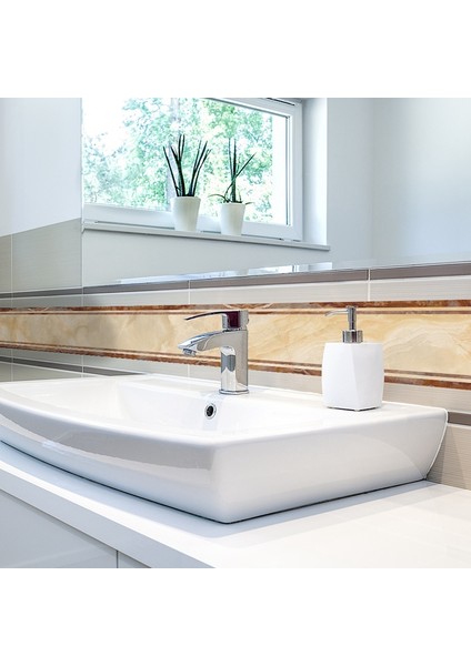 2m Kendinden Yapışkanlı Yan Çizgi Fayans Sticker Sarı Mermer Banyo Mutfak Restoran Duvar Merdiven Zemin Bordür Duvar Sticker Ev Dekorasyonu (Yurt Dışından) fiyatları