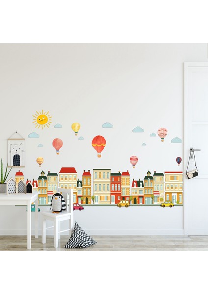 Araba Yapımı Balon Şehir Duvar Çıkartmaları Kreş Duvar Çıkartmaları Kendin Yap Karikatür Hayvan Nötr Duvar Dekorasyonu Çocuk Odası Için (Yurt Dışından) indirimleri