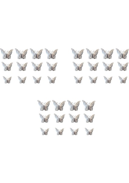 3D Kelebek Duvar Çıkartmaları, Oda Dekorasyonu Için 36 Pcs Kelebek Duvar Çıkartmaları Çocuk Yatak Odası Parti Ev Dekor (Gümüş) (Yurt Dışından)