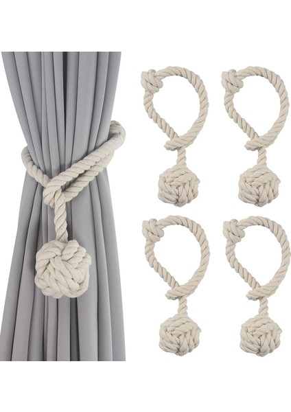 4 Adet El Yapımı Pamuk Halat Perde Tiebacks Halat Düğümü Topu Dekoratif Kravat Arkalıkları Holdbacks Ev Aksesuarları Perdeler-D (Yurt Dışından) fiyatları