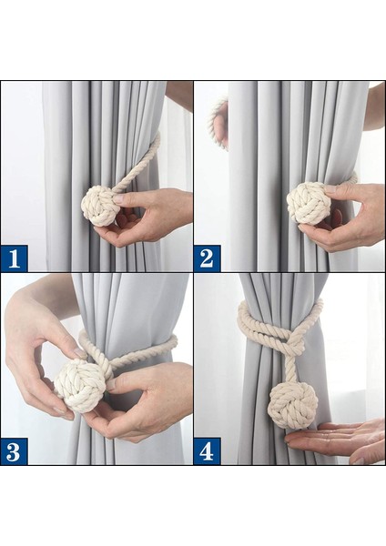 4 Adet El Yapımı Pamuk Halat Perde Tiebacks Halat Düğümü Topu Dekoratif Kravat Arkalıkları Holdbacks Ev Aksesuarları Perdeler-D (Yurt Dışından) indirimleri