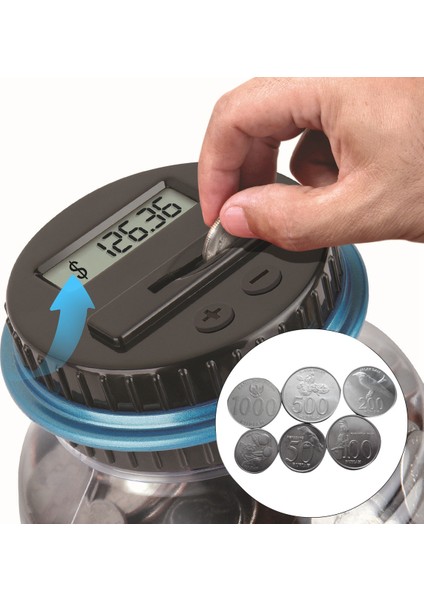 Adet Kuma Para Kutusu Kavanoz 1.8l Sayaç Dijital LCD Sayma Para Para Kutusu Paraları Saklama Kutusu Kavanoz, B (Yurt Dışından) modelleri