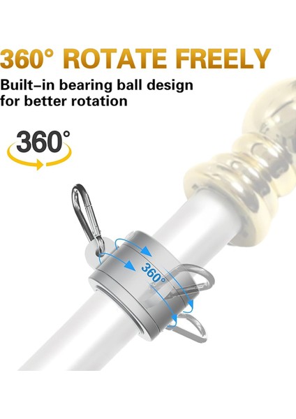 Çift Alüminyum Alaşımlı Bayrak Direği Halkaları 1 Inç, 0,75-1,02 Inç Çaplı Bayrak Direği Için 360 Derece Dönen Bayrak Montaj Halkaları (Yurt Dışından) modelleri