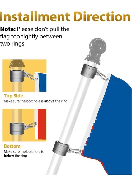 Çift Alüminyum Alaşımlı Bayrak Direği Halkaları 1 Inç, 0,75-1,02 Inç Çaplı Bayrak Direği Için 360 Derece Dönen Bayrak Montaj Halkaları (Yurt Dışından) fırsatları
