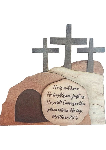 Paskalya Diriliş Sahnesi Ahşap Dekor Paskalya Ramazan Bayramı Dekor Ahşap Haç Diriliş Sahnesi Dekor Doğum Seti-A (Yurt Dışından)