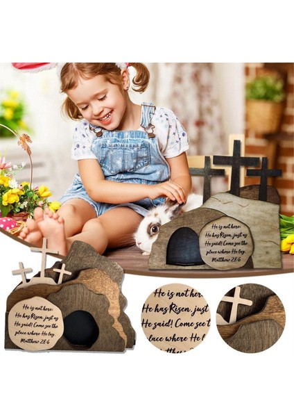 Paskalya Diriliş Sahnesi Ahşap Dekor Paskalya Ramazan Bayramı Dekor Ahşap Haç Diriliş Sahnesi Dekor Doğum Seti-A (Yurt Dışından) modelleri