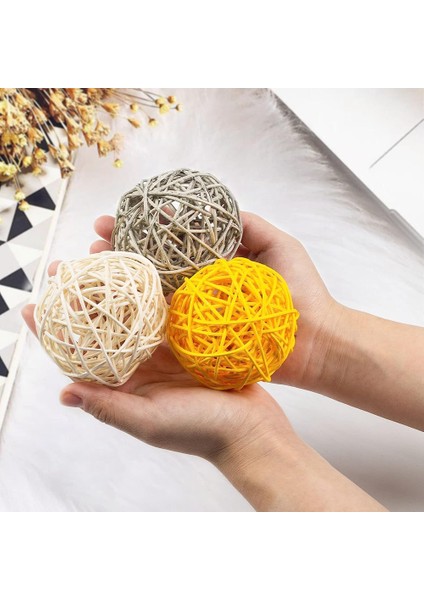 Kase Centerpiece Için Dekoratif Toplar, 16 Adet Büyük Rattan Toplar 2.8 Inç Sarı Hasır Toplar Dekoratif Dal Küreler Küreler (Yurt Dışından) modelleri