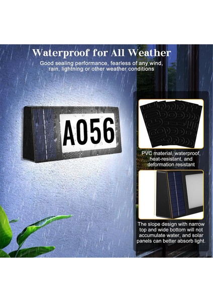Güneş Enerjili Adres Levhası, Güneş Enerjili Aydınlatmalı Ev Numaraları, Dış Mekan Için Su Geçirmez Modern Ev Numaraları, 2 Renkli (Yurt Dışından) modelleri