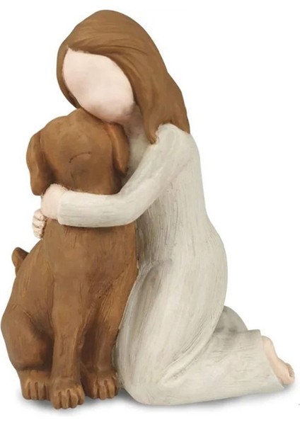 Köpeğimi Sev Figürleri Heykeller, Köpek Meleği Dostluk Anma Hediyeleri, Köpek Severler Için Heykeltraş El Boyalı Figürler Kahverengi (Yurt Dışından)