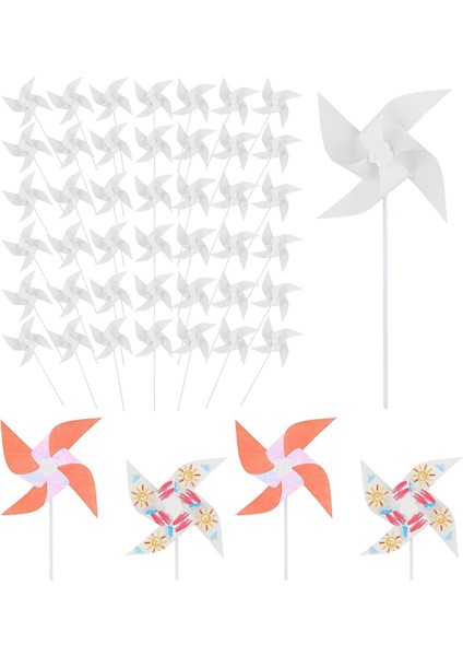 50 Adet Dıy Çocuklar Için Kağıttan Rüzgâr Değirmenleri, Beyaz Boş Kağıttan Rüzgâr Değirmenleri Boş Plastik Yel Değirmenleri Çocuklar Için Küçük Rüzgâr Değirmenleri Yaz (Yurt Dışından)