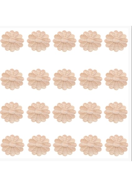 20 Adet Boyasız Yuvarlak Çiçek Desen Ahşap Oyma Aplike Çerçeve Onlay Kabine Mobilya Dekorasyon 6 cm (Yurt Dışından)