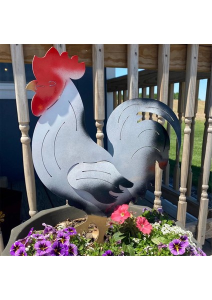 Açık Hava Metal Horoz Bahçe Kazıkları ve Renkli Horoz Dekorasyonu Çiftlik Dekorasyonu Vintage A (Yurt Dışından) modelleri