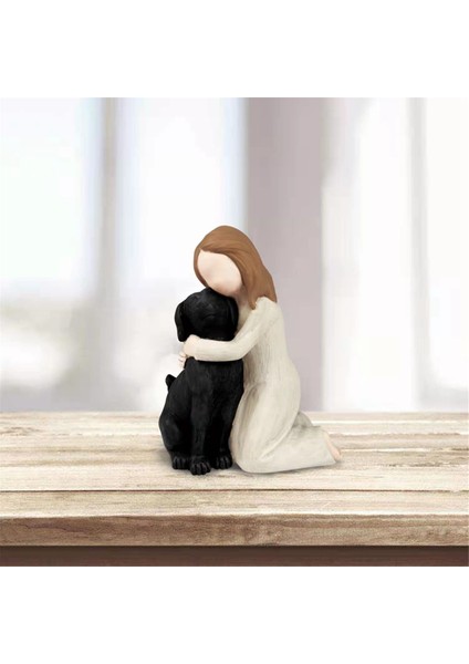 Köpeğimi Sev Figürleri Heykeller, Köpek Meleği Dostluk Anma Hediyeleri, Köpek Severler Için Heykeltraş El Boyalı Figürler Kahverengi (Yurt Dışından) indirimleri