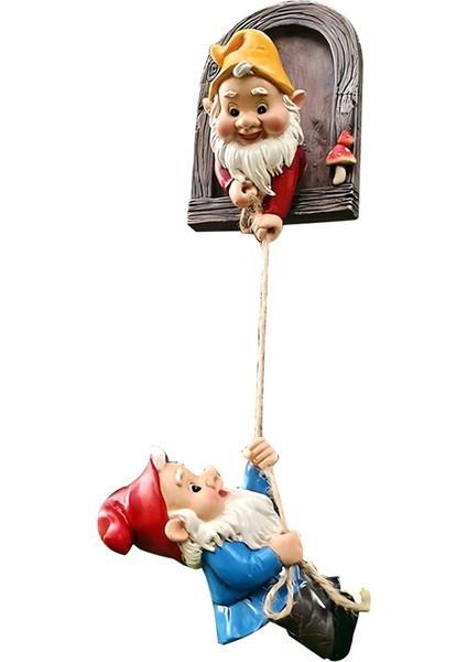 Bahçe Için Tırmanan Cüceler Ağaç Yüz Dekoru, Sevimli Cüce Ağaç Sarmalayıcı Peri Kapı Heykeli Ağaç Için (Yurt Dışından)