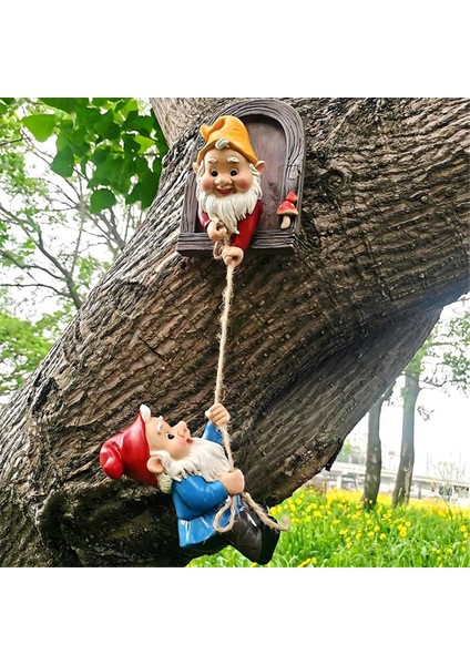 Bahçe Için Tırmanan Cüceler Ağaç Yüz Dekoru, Sevimli Cüce Ağaç Sarmalayıcı Peri Kapı Heykeli Ağaç Için (Yurt Dışından) fiyatları