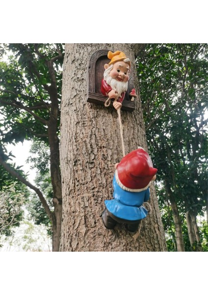Bahçe Için Tırmanan Cüceler Ağaç Yüz Dekoru, Sevimli Cüce Ağaç Sarmalayıcı Peri Kapı Heykeli Ağaç Için (Yurt Dışından) modelleri