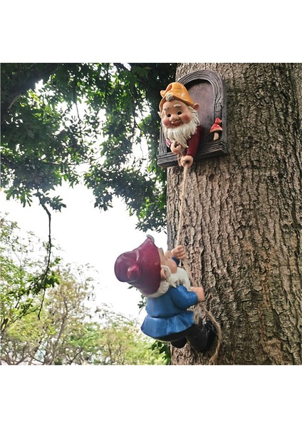 Bahçe Için Tırmanan Cüceler Ağaç Yüz Dekoru, Sevimli Cüce Ağaç Sarmalayıcı Peri Kapı Heykeli Ağaç Için (Yurt Dışından) fırsatları