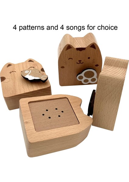 Ahşap Kedi Kurmalı Müzik Kutusu, Dönen Mekanizma Hareketi Müzikal Doğum Günü Hediyeleri Için (Yurt Dışından) indirimleri