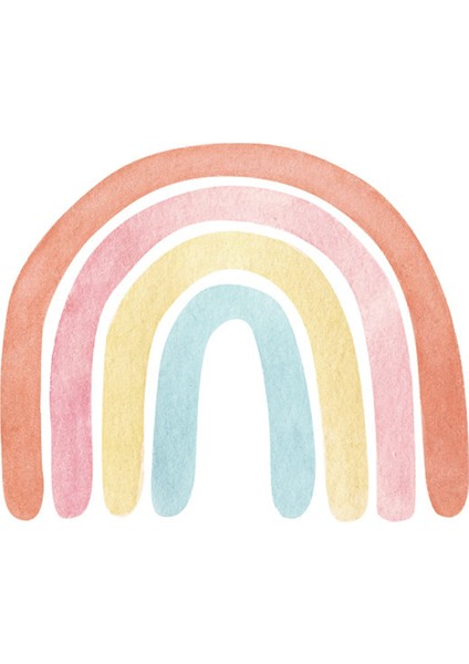 Büyük Gökkuşağı Suluboya Ev Dekor Duvar Stickerı Çocuk Odası Kreş Çıkartmaları Nordic Çocuk Çıkartmaları Için Kendinden Yapışkanlı, C (Yurt Dışından)