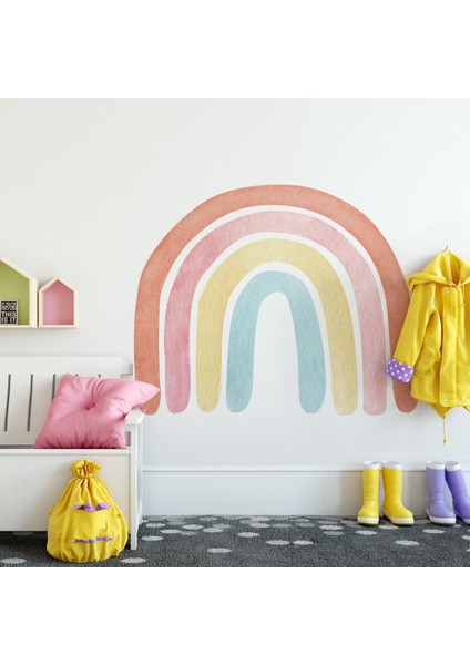 Büyük Gökkuşağı Suluboya Ev Dekor Duvar Stickerı Çocuk Odası Kreş Çıkartmaları Nordic Çocuk Çıkartmaları Için Kendinden Yapışkanlı, C (Yurt Dışından) fırsatları