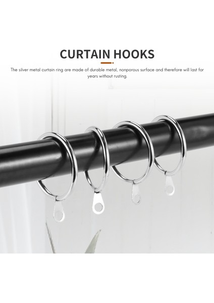 Perde ve Direkler Için 40 Adet Metal Perde Halkası, Sarkan Sürgülü Kuşgözü Halkası 32 mm Iç Çap (Gümüş) (Yurt Dışından) fiyatları