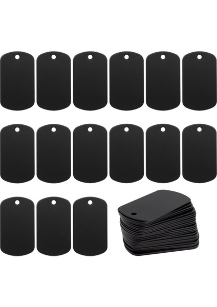 50 Adet Metal Damgalama Boşlukları Siyah Damgalama, Gravür Boşlukları Alüminyum Damgalama Boşlukları Anahtarlık Boş Köpek Etiketi (Yurt Dışından)
