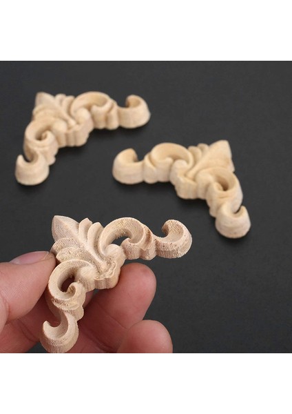 20 Adet Oyma Boyasız Avrupa Ahşap Mobilya Pencere Köşe Ahşap Aplike Onlay Ahşap Figürler Süs 4x4 cm (Yurt Dışından) fiyatları