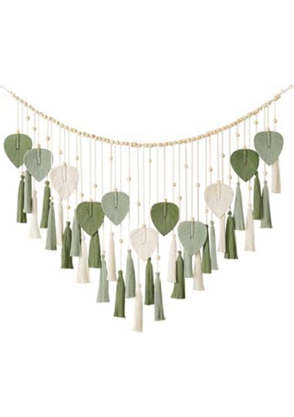 Makrome Duvar Asılı Yapraklar - Büyük Şık Tüy Boho Duvar Dekoru Dokuma Duvar Sanatı Yaprak Püsküller Goblen Ev Ofis Için (Yurt Dışından)