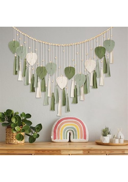 Makrome Duvar Asılı Yapraklar - Büyük Şık Tüy Boho Duvar Dekoru Dokuma Duvar Sanatı Yaprak Püsküller Goblen Ev Ofis Için (Yurt Dışından) fiyatları