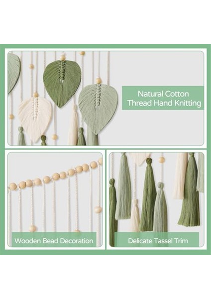 Makrome Duvar Asılı Yapraklar - Büyük Şık Tüy Boho Duvar Dekoru Dokuma Duvar Sanatı Yaprak Püsküller Goblen Ev Ofis Için (Yurt Dışından) fırsatları