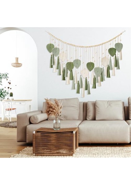 Makrome Duvar Asılı Yapraklar - Büyük Şık Tüy Boho Duvar Dekoru Dokuma Duvar Sanatı Yaprak Püsküller Goblen Ev Ofis Için (Yurt Dışından) indirimleri