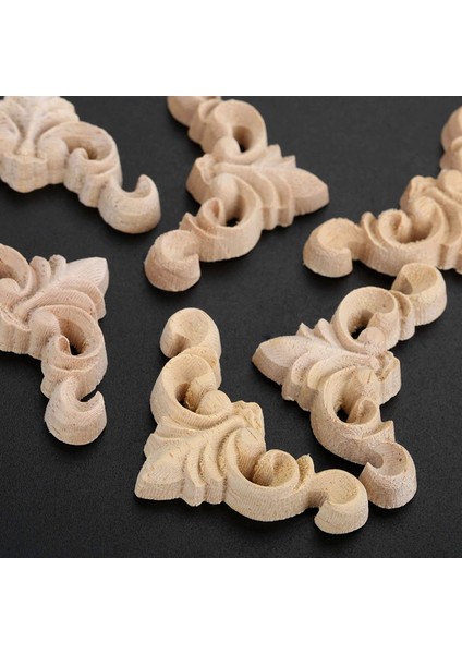 20 Adet Oyma Boyasız Avrupa Ahşap Mobilya Pencere Köşe Ahşap Aplike Onlay Ahşap Figürler Süs 4x4 cm (Yurt Dışından) indirimleri