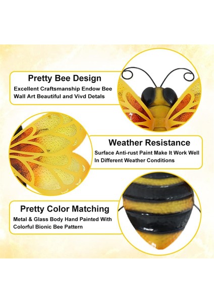 2 Adet Metal Arı Duvar Sanatı Arı Açık Hava Dekoru Asılı Bahçe Duvar Dekoru Dış Arı Cam Heykel Süslemeleri (Yurt Dışından) modelleri