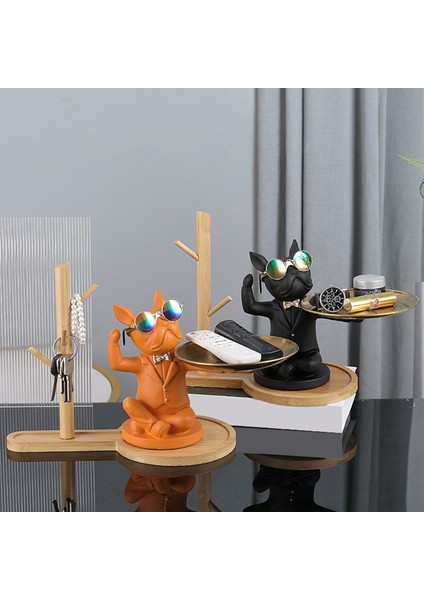Bulldog Hayvan Figürleri Fransız Bulldog Butler Nordic Reçine Köpek Heykeli Masa Süsleri Depolama Tepsisi Köpek El Sanatları D (Yurt Dışından) fiyatları