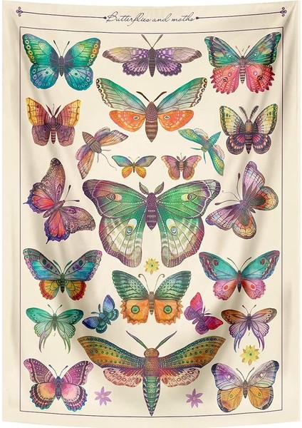 Kelebek Goblen Vintage Bej Dikey Halılar Estetik Goblen Duvar Asılı Duvar Süslemeleri Odası Için 28X38 Inç (Yurt Dışından)