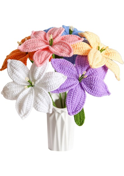 El Örgüsü Zambak Anneler Günü Hediyesi Lale Gül Tığ Işi Çiçekler Yapay Çiçek Buketi Ev Yapımı Masaüstü Dekor Hediyesi (Yurt Dışından) modelleri