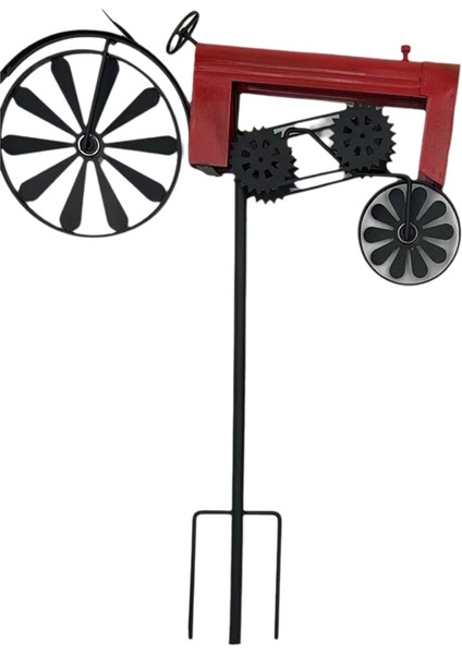 Bahçe Kazığı, Çiftlik Traktörü, Dönen Tekerlekler, Eski Kaplama, Traktör Rüzgar Döndürücü, Traktör Bahçe Kazığı Arabası Kırmızı (Yurt Dışından)