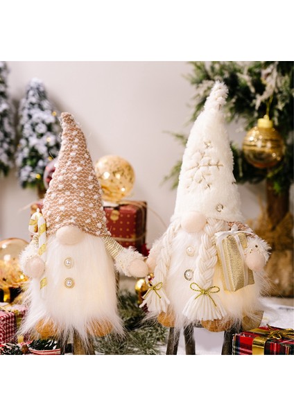 2 Noel Cücesi Seti, Işıklı Noel Cüceleri Figürler Peluş Noel Süslemeleri - Beyaz Kış Tatili Cüceler (Yurt Dışından) fırsatları