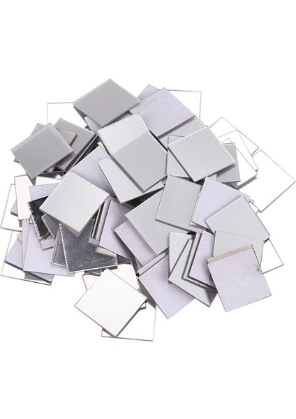 100 Parça Ayna Kiremit Duvar Sticker 3D Çıkartması Odası Dekor Sopa (Gümüş) (Yurt Dışından)