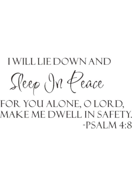 Huzur Içinde Uyu Mezmur 4:8 Incil Ayet Yazı Duvar Çıkartması Dekor Alıntı Ilham (Yurt Dışından)