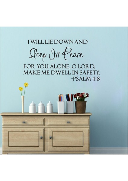 Huzur Içinde Uyu Mezmur 4:8 Incil Ayet Yazı Duvar Çıkartması Dekor Alıntı Ilham (Yurt Dışından) fiyatları