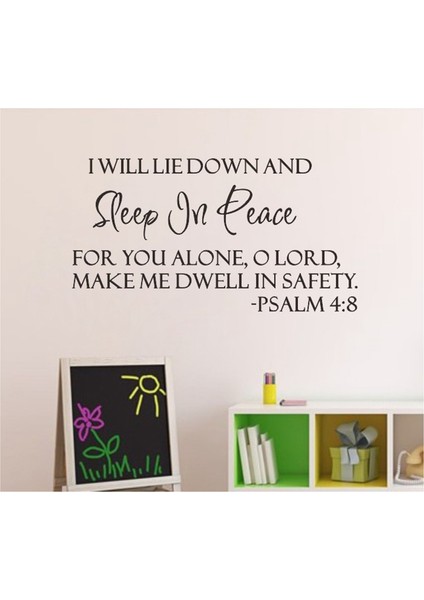Huzur Içinde Uyu Mezmur 4:8 Incil Ayet Yazı Duvar Çıkartması Dekor Alıntı Ilham (Yurt Dışından) modelleri