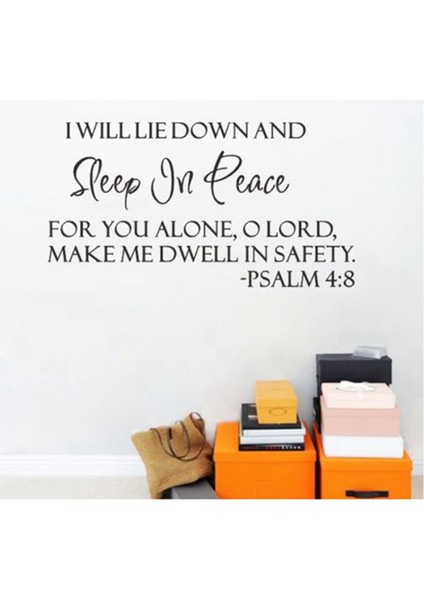 Huzur Içinde Uyu Mezmur 4:8 Incil Ayet Yazı Duvar Çıkartması Dekor Alıntı Ilham (Yurt Dışından) fırsatları